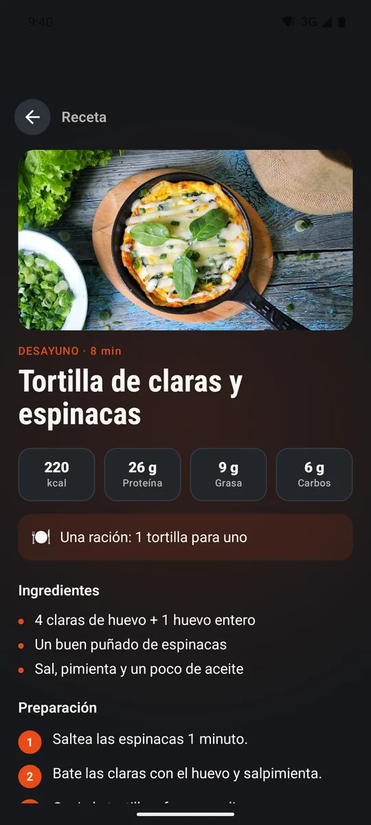 Receta con foto y macros en MODO PADRE